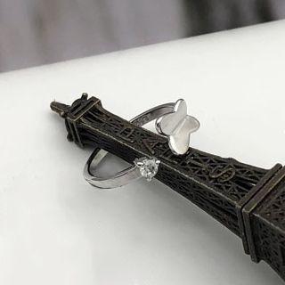 Rhinestone Butterfly Open Ring Silver - One Size