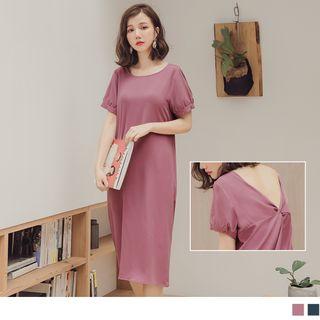 Twisted Back Chiffon Midi Dress