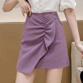 High-waist Asymmetric Ruffled A-line Skirt