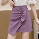 High-waist Asymmetric Ruffled A-line Skirt