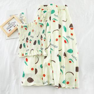 Set: Printed Camisole + A-line Midi Skirt