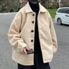 Plain Woolen Button-up Oversize Coat