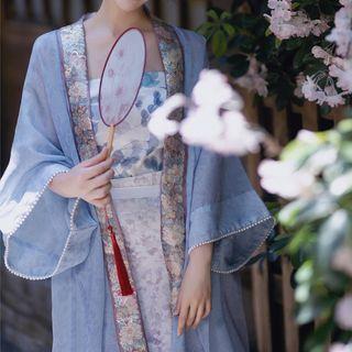Traditional Chinese 3/4-sleeve Long Jacket / Tube Top / Maxi Skirt / Set