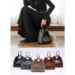 Snake-print Bucket Bag With Pouch