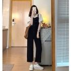 Short-sleeve Top / Denim Straight Leg Jumper Pants
