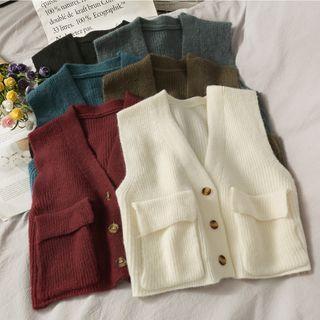 V-neck Plain Single Breasted Vest