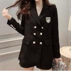 Peak Collar Double-buttoned Applique Blazer