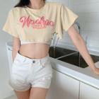Short-sleeve Lettering Cropped T-shirt / Crop Tank Top