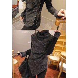 Inset Turtle-neck Contrast-trim Top