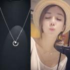 925 Sterling Silver Rhinestone Necklace With Gift Box - Silver - One Size