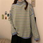 High-neck Striped Long-sleeve Sweater