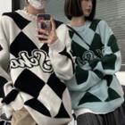 Couple Matching Two-tone Lettering Sweater