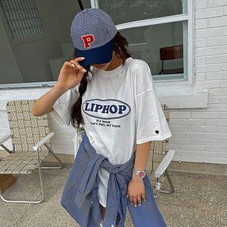 Letter-patched Stripe Baseball Cap