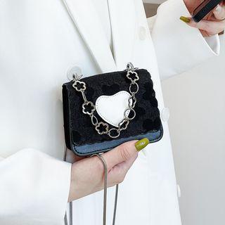 Chain Heart Applique Crossbody Bag