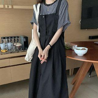 Short-sleeve Printed T-shirt / Midi Overall Dress