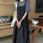 Short-sleeve Printed T-shirt / Midi Overall Dress