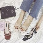 Strappy Kitten Heel Slide Sandals