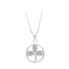 925 Sterling Silver Clover Pendant With White Cubic Zircon And Necklace