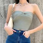 Strapless Twisted Ribbed Knit Top