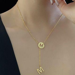 Letter M Pendant Stainless Steel Necklace Gold - One Size