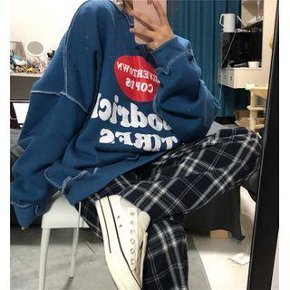 Long-sleeve Printed Sweatshirt Blue - One Size