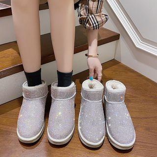 Rhinestone Embellished Fleece-lined Snow Boots