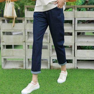 Unwashed Tapered-leg Jeans Blue - One Size