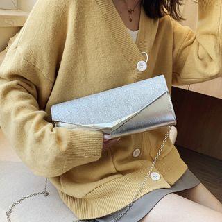 Chain Strap Glitter Envelope Clutch