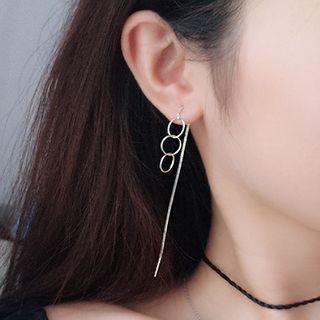 925 Sterling Silver Hoop Dangle Earring 1 Pair - Silver - One Size