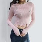 Rip Long-sleeve Knit T-shirt