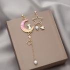 Cat Moon & Star Asymmetrical Dangle Earring