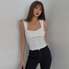 Details Square-neck Crop Tank Top In 5 Colors