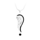 925 Sterling Silver Wing Pendant With Black Cubic Zircon And Necklace