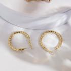 Textured Open Hoop Earring 1 Pair - Era085-14 - Gold - One Size