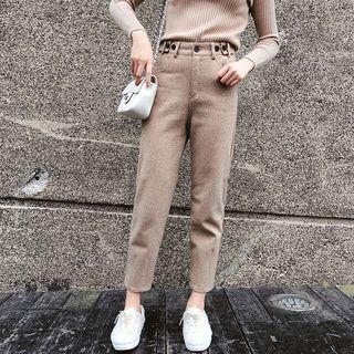 Cropped Knit Straight-fit Pants