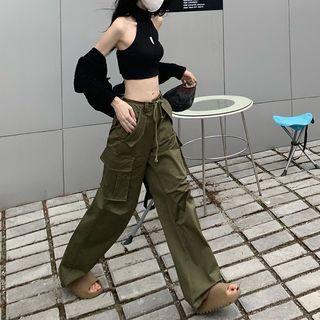 Long-sleeve Shrug / Halter Top / Cargo Pants