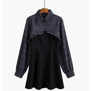 Plaid Shirt / Mini Overall Dress / Midi Overall Dress