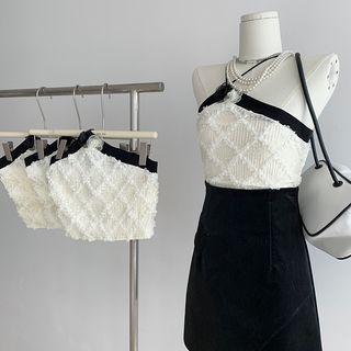 One-shoulder Textured Camisole Top