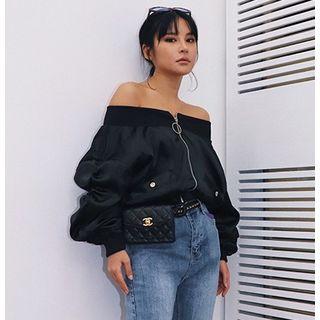 Convertible Boatneck Light Jacket Black - One Size