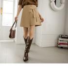 High Waist Button-up Asymmetrical Mini A-line Skirt