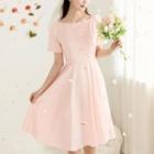 [the Marriage] Boatneck Satin Flare Dress