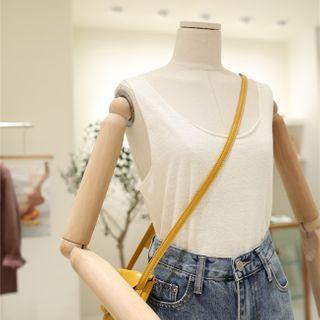 Sleeveless Plain Top White - One Size