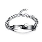 Fashion Elegant Black Geometric 316l Stainless Steel Bracelet With Cubic Zirconia Silver - One Size