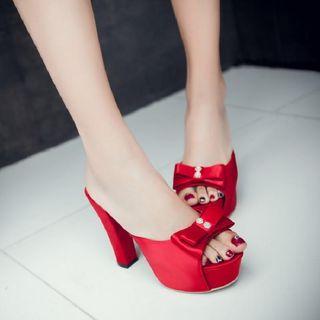 Bow Slide High-heel Platform Sandals