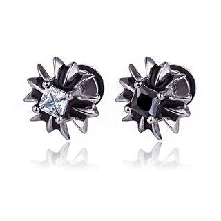 Stainless Steel Rhinestone Plug Earring
