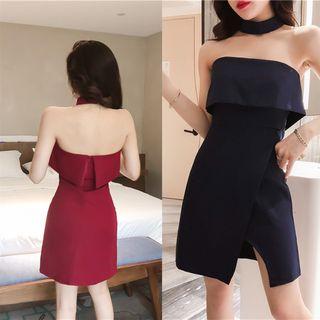 Slit A-line Mini Tube Dress