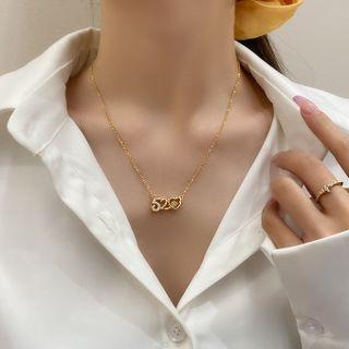 Numbering Rhinestone Necklace Gold - One Size