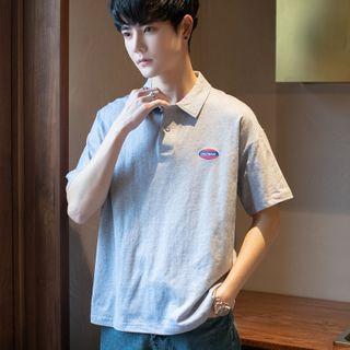 Short-sleeve Letter Print Polo Shirt