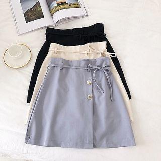 Asymmetric Lace-up High-waist A-line Skirt