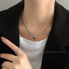 Rhinestone Necklace Crystal Necklace - Black - One Size